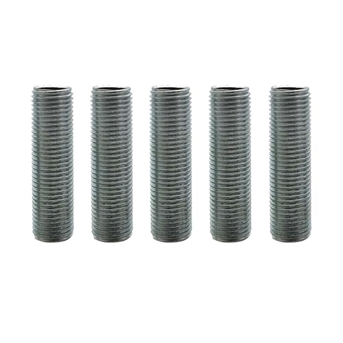 5 Pack of M10 Hollow Threaded Rod 40mm Lamp Nipple Tube –Zinc Plated Steel Threaded Rod Lighting Connector Pipe for Chandelier, Ceiling Lamp Holder, Electrical & DIY Light Fixture Fittings