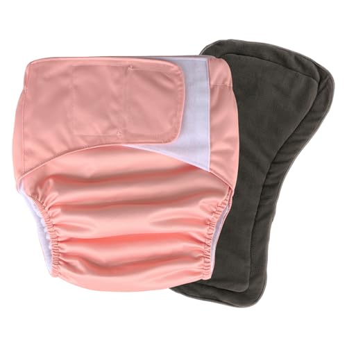 Hisprout Pannolini riutilizzabili per adulti, lavabili per uomini e donne, per incontinenza, biancheria intima con inserto extra assorbente, vita 48-104 cm (rosa chiaro, M)