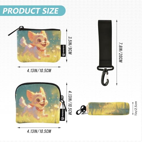 Cartoon Cute White Dog Women's Dual Wallets Business Card Cases Minimalist Coin Purse Wallet Bag with Zipper Coin Pocket for Woman 2 Pcs Recto Verso4