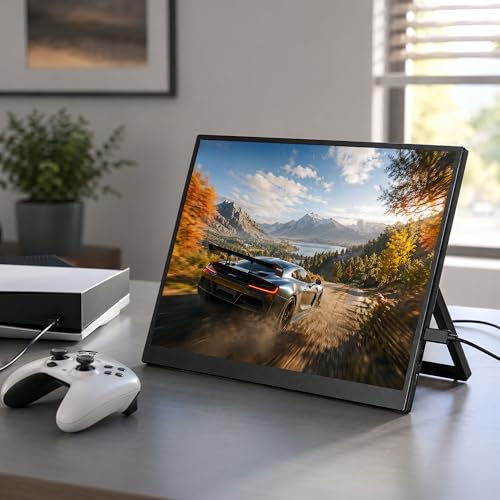 Image of TekGroAml 15.6 inch 1080P FHD IPS Portable LCD Monitor,Dual Speakers | with USB-C Mini HDMI, VESA Mountable for Work & Gaming,Ultra-Slim External Display