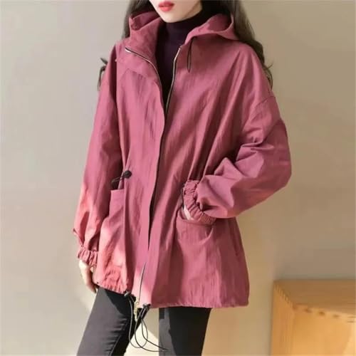 Women's Long Sleeve Jacket Elegant Workwear Short Zipper Hooded Waisted Pockets Vacation Coat2