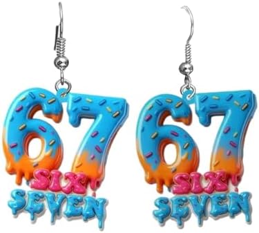 Cute Funny 67 Six Seven Ice Cream Acrylic Dangle Drop Earrings for Women image 2