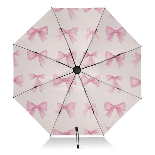 Coikll Large Windproof Umbrella Auto Open Folding Umbrella, 8 Ribs Rain Proof Reverse Umbrella for Travel Golf-(Ribbon Bow)