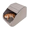 Extra Large Dog Bed House, Cozy Dog House Indoor, Memory Sponge, Plush Dog Cave Bed Crate Cushion with Non-Slip Bottom for Medium Large Dogs (Grey, L)