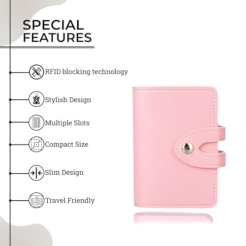 Image of Kraptick Card Holder for Men and Women - Elegant and Versatile Card Case, Credit Cardholder, Card Organizer, Card Pouch (Pink)
