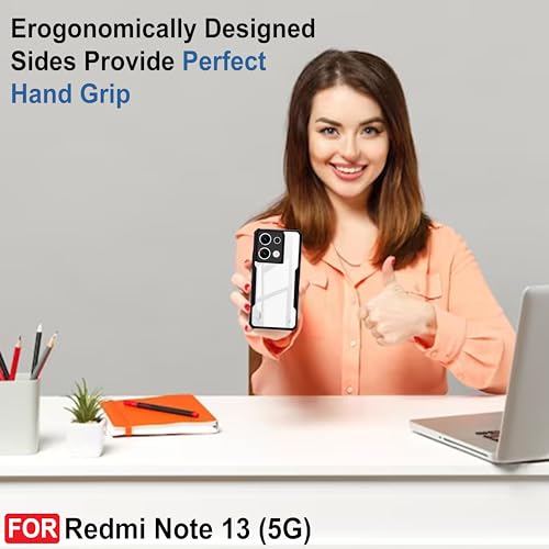 CEDO Backcover for Redmi Note 13 (5G) | Camera Protection Shockproof Bumper-Edge | Acrylic Crystal Clear 360 Degree Protection TPU+PC | Transparent Eagle Back Case Cover (Black) - Image 7