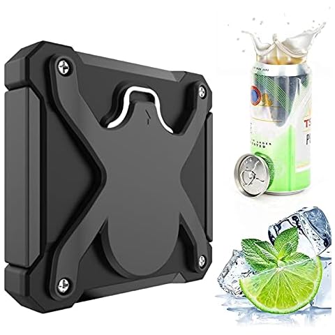 Beer Can Opener - 2 In 1 Magnetic Topless Soda Can Opener, Pop Can Top Remover Opener, Safety Easy Manual Multifunction Can Opener,Household Kitchen Bar Tool, Smooth Edge-Black Cover