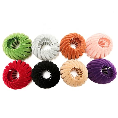 Bird Nest Magic Hair Clip 8 Pcs Mixed Color Velvet Magic Hand Clips Hair Twist Bun Maker Easy Hair Styling Clips for Women Daily Outfits