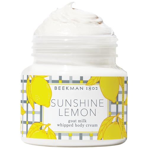 Beekman 1802 Whipped Body Cream – Moisturizes & Softens Skin with Goat Milk, Mango Seed Butter & Vitamin E – 8 oz – Sunshine Lemon