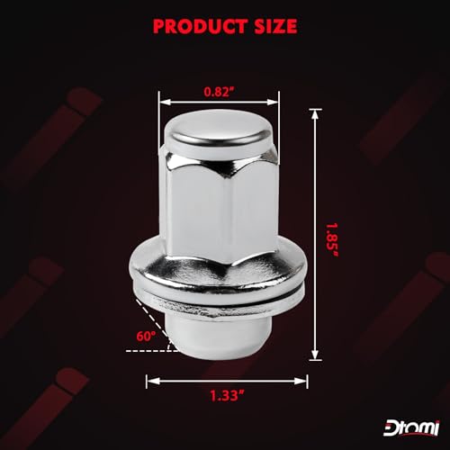 Image of M14X1.5mm Wheel Lug Nuts Chrome - 14x1.5mm, 1.80 Inch 7 /8 22mm Hex Mag Washer Compatible With Toyota Lexus Vehicle Tundra Sequoia Land Cruiser LX LX470 LX570 Replace# 611-277 90942-01103 (20PCS)