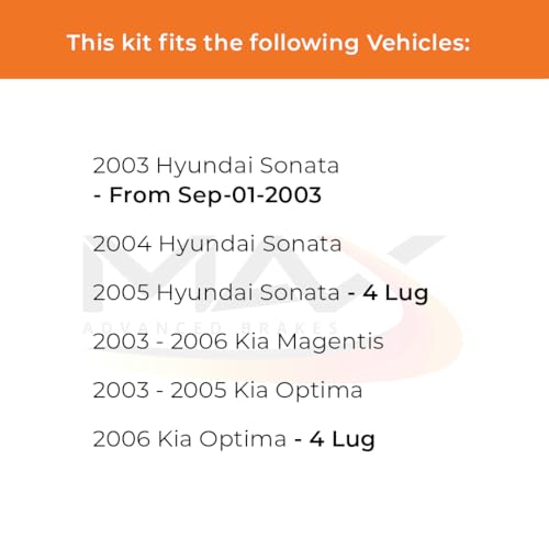 Image of Max Advanced Brakes Front Brake Kit Compatible With 2003 2004 2005 Hyundai Sonata Compatible With Kia Optima Magentis Replacement Premium OE Disc Brake Rotors and Ceramic Brake Pads
