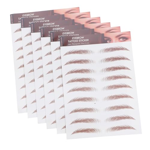 WEKADRIN 6 hojas Pegatinas de Cejas Marrón para Mujer Adhesivas y Resistentes al Agua Tatuajes Temporales con Efecto Realista para Acabado Natural