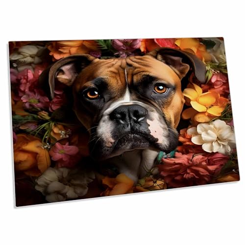 Alfombrilla de escritorio con perro Boxer alemán y fondo floral miniatura 1