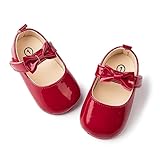Meckior Infant Baby Girls Soft Sole Bowknot Princess Wedding Dress Mary Jane Flats Prewalker Newborn Light Baby Sneaker Shoes