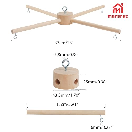 Baby Mobile Kit, Wooden Frame Crib Hanger, Mobile Mount Arm for Bed, Wind Chime Equipment Hanging DIY Toys, Ceiling Toy Decoration for Nursery Room, Bedroom, Natural Wood Decor for Infant Boy Girl Kid