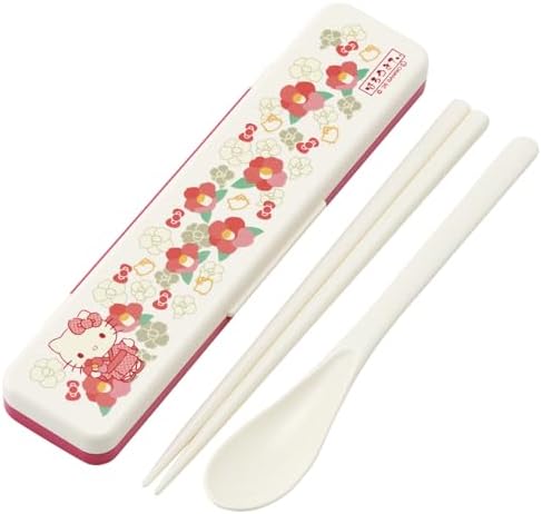 Skater CCS3SA-A Sanrio Hello Kitty Camellia Chopsticks and Spoon Set, Bento for Adults, 7.1 inches (18 cm), Non-Rattling, Made in Japan image 5