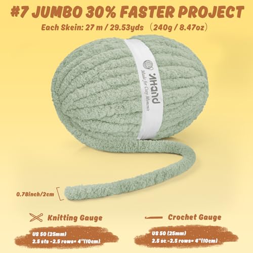Image of Inhand Meadow Green Chunky Chenille Yarn for Hand Knitting,Thick Bulky Christmas Blanket Yarn for Crocheting,Soft Fluffy Yarn for Crochet holiday Gifts for Women /Beginners,18 Pack (29.5Yds /8.4oz Each)