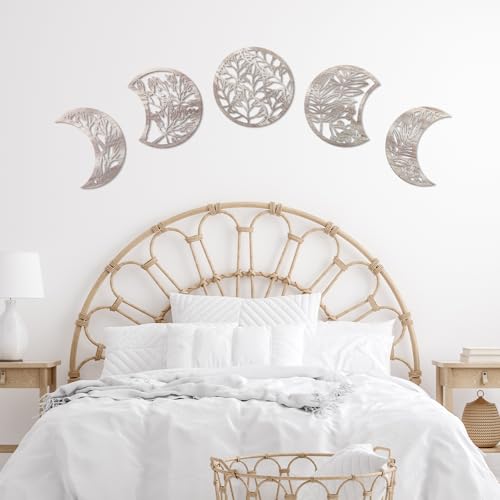 Jetec 5 Pcs Moon Phase Wall Art Decor Wall Pediments