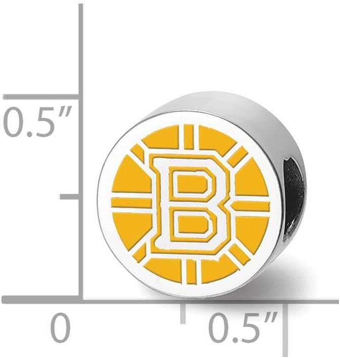 LogoArt Sterling Silver Boston Bruins b Primary Enameled Extruded Logo Bead