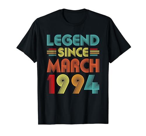 Legend Since March 1994 Birth Of Birthday 1994 Vintage Idea Camiseta
