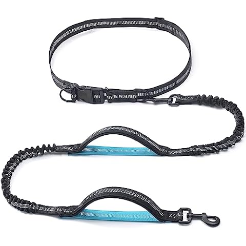 iYoShop Retractable Hands Free Dog Leash – Dual Handle Bungee Waist Leash for Small Medium and Large Large Dogs (25-150 lbs) Cover