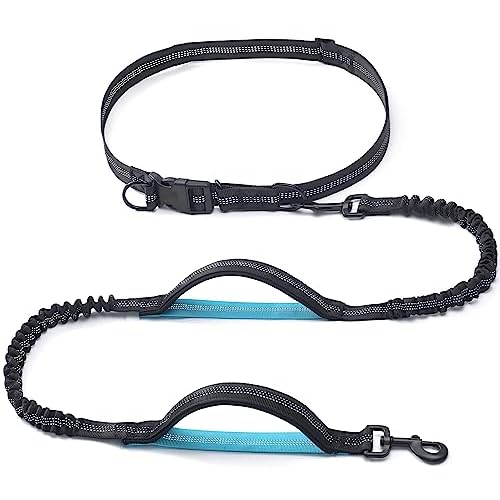 iYoShop Retractable Hands Free Dog Leash – Dual Handle Bungee Waist Leash for Small Medium and Large Large Dogs (25-150 lbs)