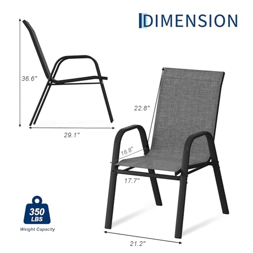 Garvee Patio Chairs, Outdoor Stackable Dining Chairs Set of 4 All Weather Lightweight Textilene Outdoor Chair Sets with Armrests, 140 Kg Capacityfor Backyard, Pool Deck, Garden, Gray by Garvee - Image 6