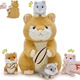Gioco interattivo madre-figlio:Set 5 in 1,Questo adorabile peluche include 1 Criceto (32cm) e 4 cuccioli, perfetto per giochi di ruolo, storytelling o feste del tè. I bambini possono imitare la cura materna, sviluppando empatia e abilità sociali mentre si divertono!