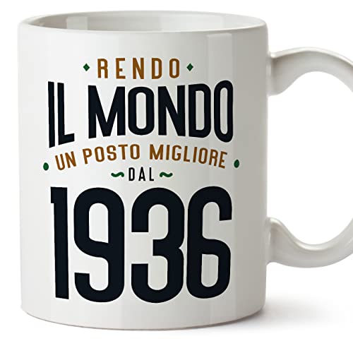 MUGFFINS Tazas 1936 Cumpleaños - En Italiano - Rendo il Mondo un Posto Migliore - 11 oz / 330 ml - Regalo original y divertido