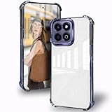 DESSEN Cover per Honor 200 Smart 5G con Protezione Obiettivo Fotocamera & Angoli Rinforzati Airbag Antiurto Custodia Silicone Trasparente Morbida TPU Anti-ingiallimento, Blu