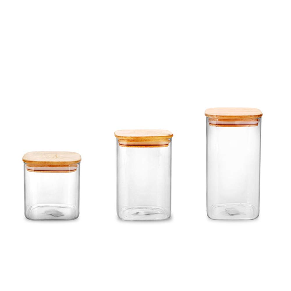 Botes de Cristal con Tapa - Conjunto de 3, Tarro de Cristal Sellado Recipiente Hermético Transparente Envase para Pasta, Conservas, Café, Alimentos, Transparent