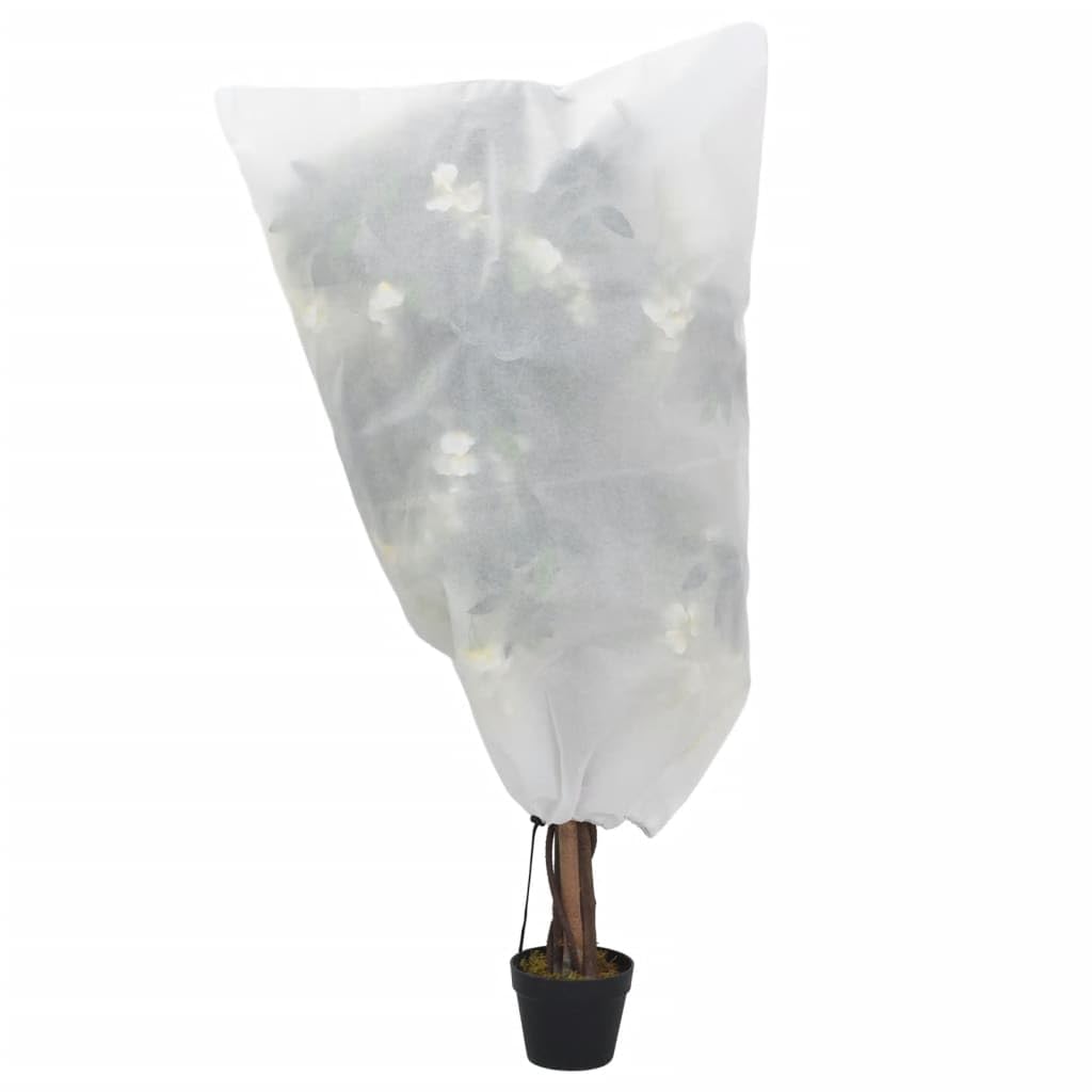 Wintervlies Mit Kordelzug 12 STK 70 G/m² 0,8x1 M | Atmungsaktiver Vliesstoff, Frostschutz für Pflanzen, Schutz vor Vögeln und Tieren