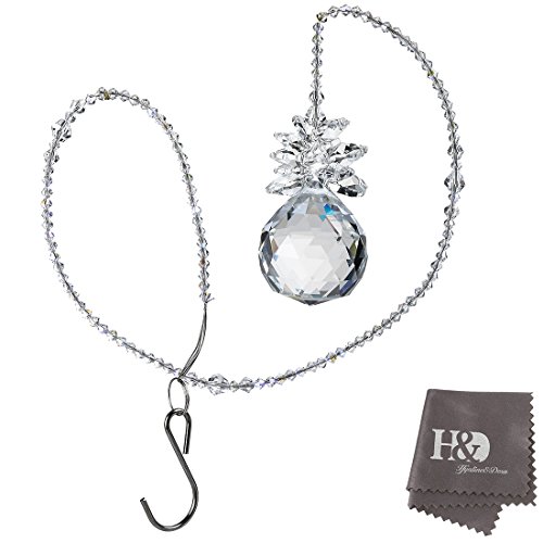 H&D 40mm Crystal Ball Prism Rainbow Maker Collection Hanging Angle Suncatcher Wedding Favors with 26-inch Long Beads Chain