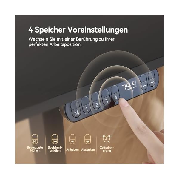 SIHOO 140 cm × 70 cm Einteiliges Elektrisches Stehpult, Sitz-Steh-Schreibtisch mit 4 Speicherhöhen-Einstellungen, Ergonomischer Höhenverstellbarer Schreibtisch für Zuhause & Büro – Bild 6