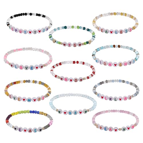 DYLYMX Tour-Armbänder 11-teiliges Set mit Wörtern Speek Now Reed Repution Swftes Minights Evermare Inspired und 89 Freundschaftsarmbänder (A)