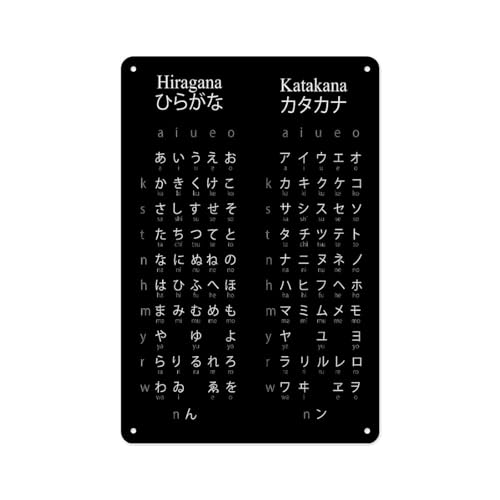 Japanese Hiragana Katakana Metal Chart Poster (12x8)