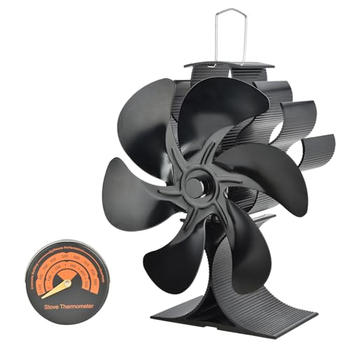 UEsvathr Ventilatore per stufa a legna, ventilatore per camino a 6 foglie, ventilatore per...