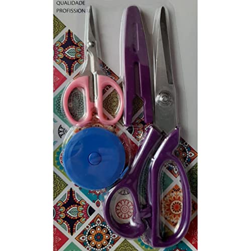 Kit Tesoura 8 Polegadas + Tesoura de Precisão + Fita métrica