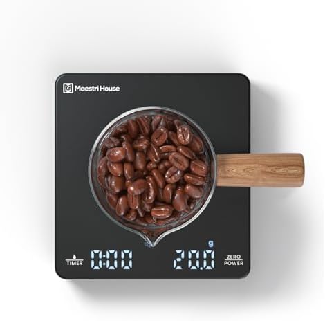 Maestri House S1 Mini Kaffeewaage mit Timer Wiederaufladbare Espresso Waage | 2kg/0,1g Präzisionswaage für Espresso und Pour-Over, Tragbare Digitale Küchenwaage mit Automatischer Z