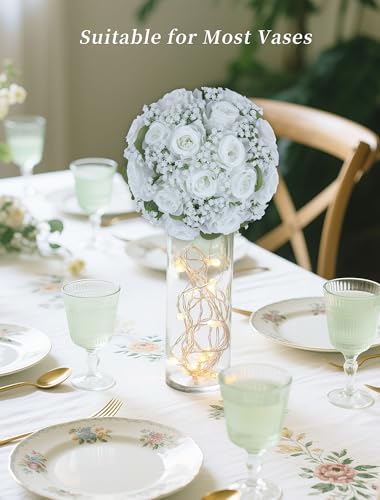Boule de fleurs artificielles blanches BLOSMON pour table de mariage (10 pcs)