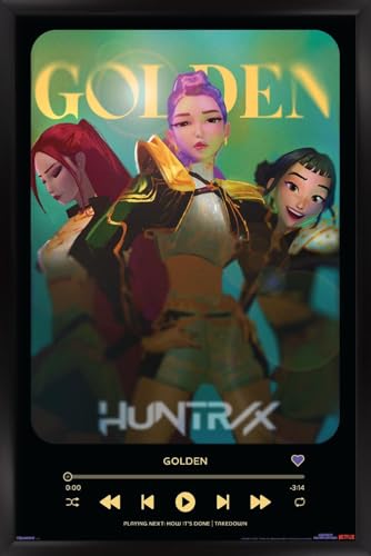 Trends International Netflix KPop Demon Hunters (2025) - Golden Playlist Wall Poster, 34L x 22.4W, Black Framed Version