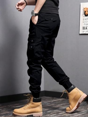 Image of Leriya Fashion Men's Cargo Pants | 6 Pocket Cotton Cargo Joggers for Men | Loose Fit Stylish Pant with Pockets | Casual Baggy Trousers & Streetwear Lower