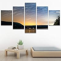 SIGNWIN 5 Panel Canvas Wall Art Aerial Astronomy & Space Expressive Global Moon Multicolor Photography Realism Warm for Home Decorations Ready to Hang - 60