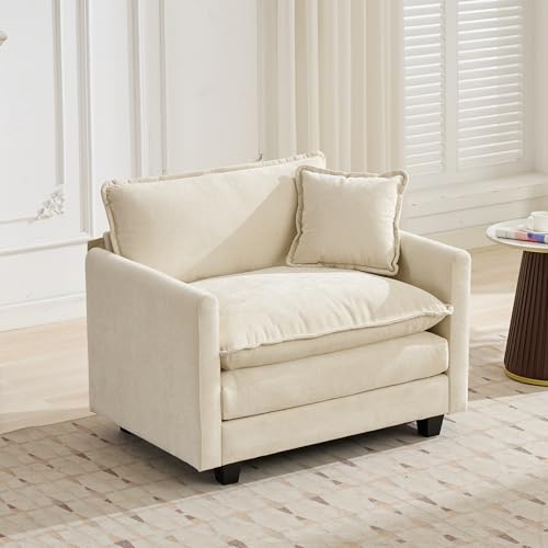 41.1" Oversized Single Cloud Sofa Couch, Beige Modern Large Sectional