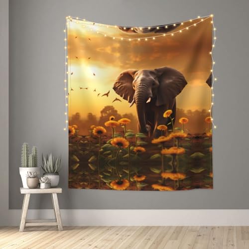 Tapisserie murale éléphant pour cacher un mur abîmé facilement