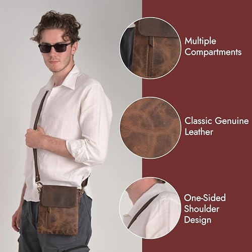 Image of Genuine Leather Sling Bag for Men, Stylish and Spacious Side Bag for Men, Crossbody Bag for Men Daily Use