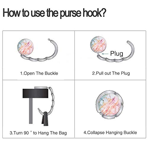 Image of Foldable Purse Hook Womens Bag Table Hanger Collection Desk Hooks for Purse (3pack Marble Hook)