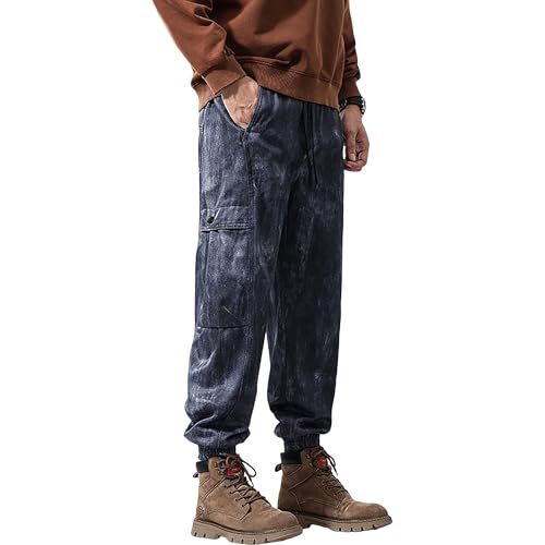 Men's Japanese Retro Loose Camouflage Overalls Tactical Multi Pocket Harem Pants Mens Drawstring Casual Trousers3