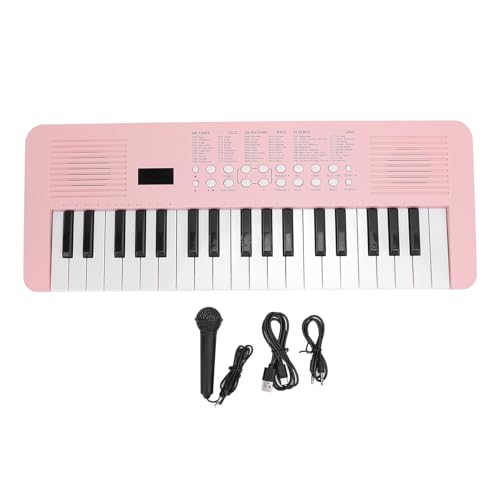 Generic キッズピアノキーボード 37鍵 ポータブル電子キーボードピアノ マイク付き 200トーン&200リズム 早期学習音楽教育楽器玩具 初心者向け 女の子 男の子 (ピンク)