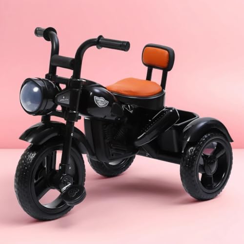 Image of eHomeKart Himalayan Kids Tricycle - Front Headlight, Musical - 1 Year to 5 Years - Trike for Indoor and Outdoor - Up to 30 Kgs - Made in India, Black
